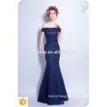 Navy Blue Jersey Cap Sleeve Slim Vestido de sereia Glamoroso Vestidos de noite formal Long Evening Party Dresses